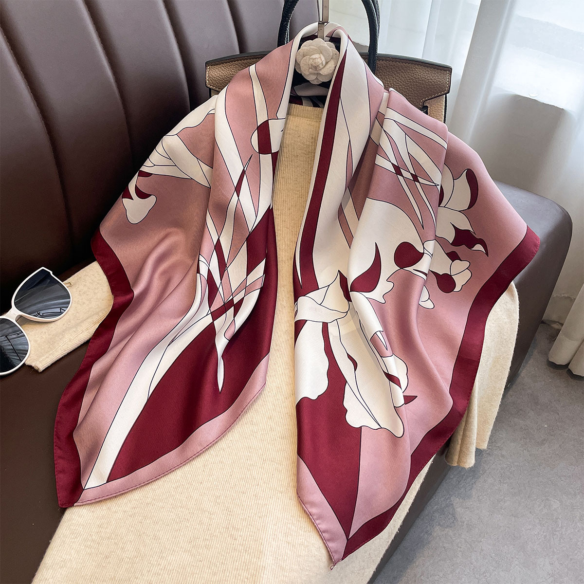 Scarf Silk Square - Luxe 90*90Cm Vierkante Sjaal Twill Zijde