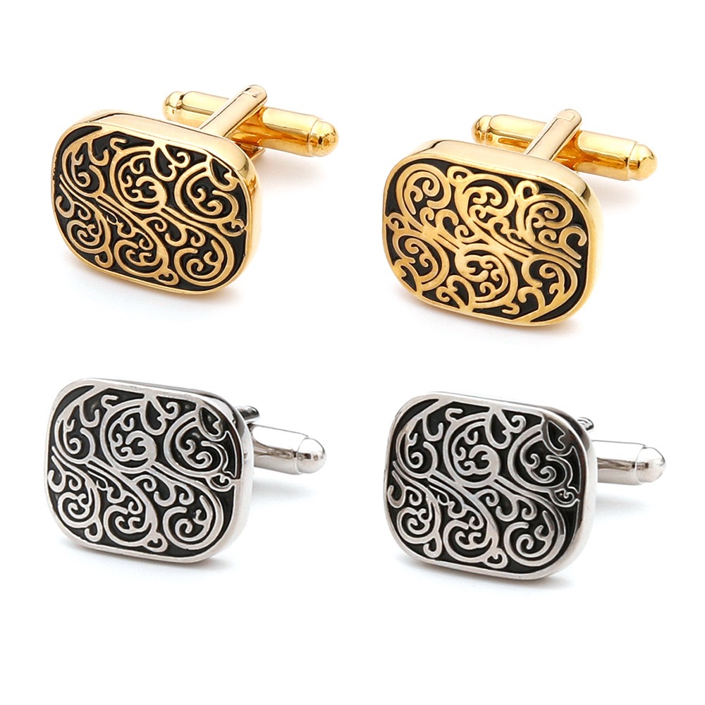 Tie Clip Silver - Hoge kwaliteit gouden manchetknopen vintage patroon