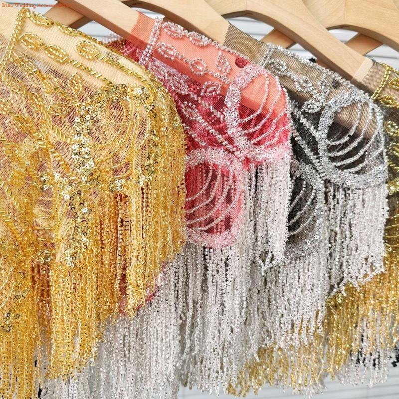 Stole Wedding Shawl - G92D Geborduurde pailletten Kralen Kwastjes Sjaal